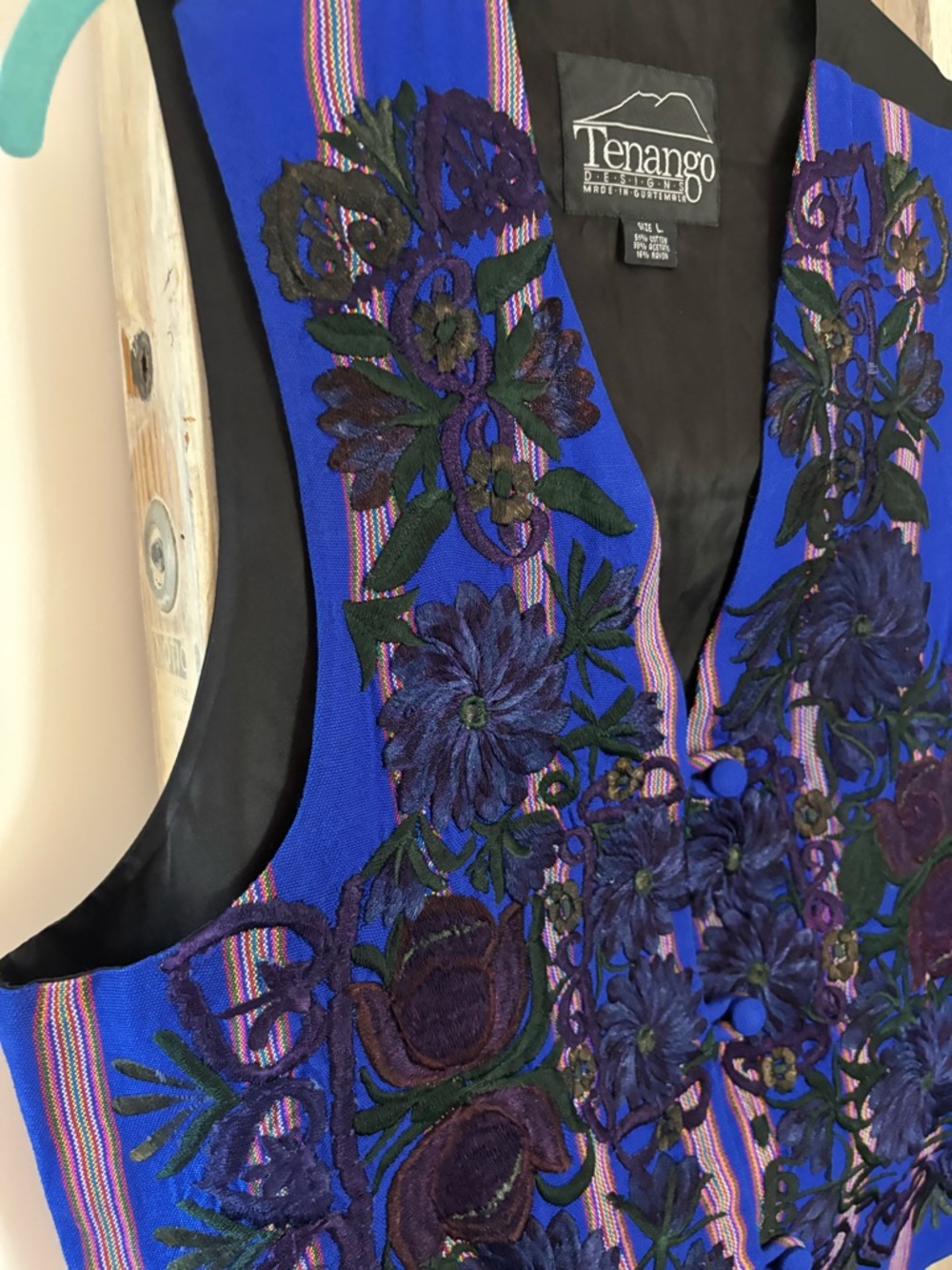 Tenango womens large Hand-Embroidered Vest, global village, Boho Festival, 90’s - Picture 8 of 12